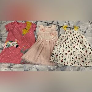 3 Dresses 12-18months look at pics for size and brand